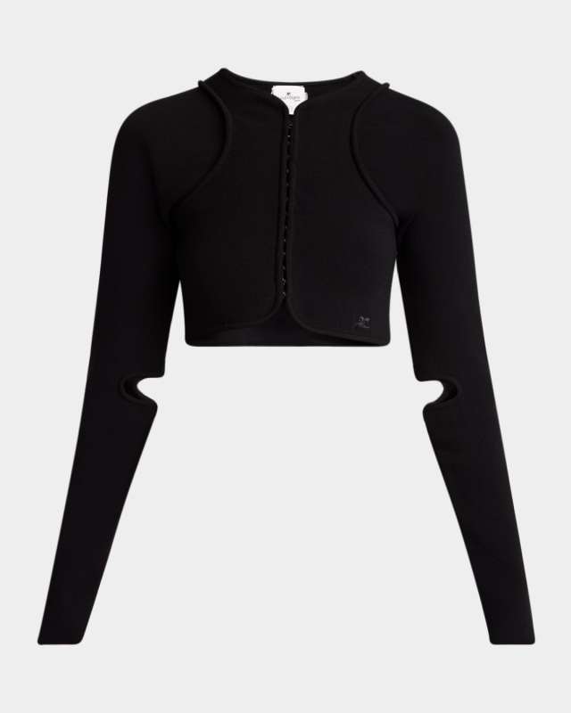 Scuba Knit Cutout Crop Cardigan